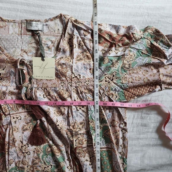 Dress Forum Sage/ Lavender Multi | Patchwork Sewing Boho Dress size Small - Picture 6 of 9